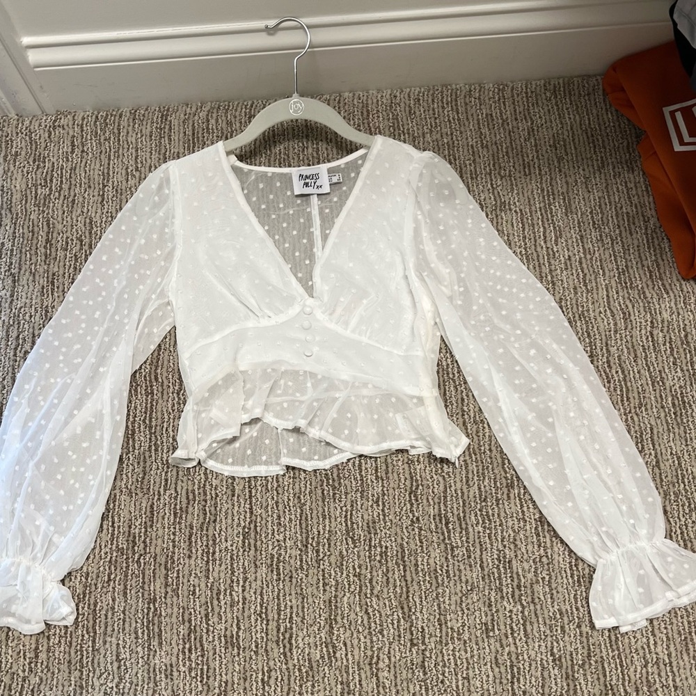 Princess Polly white mesh blouse